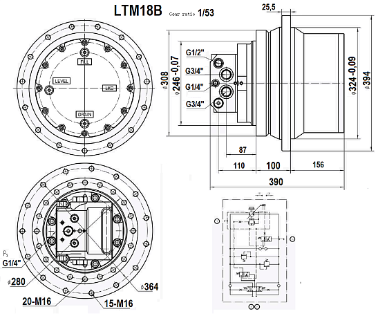 Гидромотор хода LTM18B