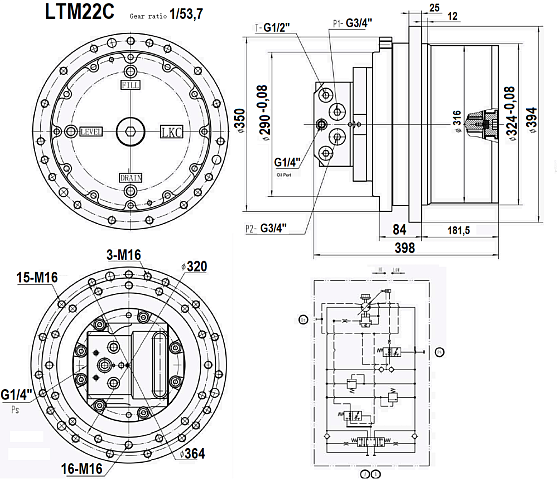 Гидромотор хода LTM22C