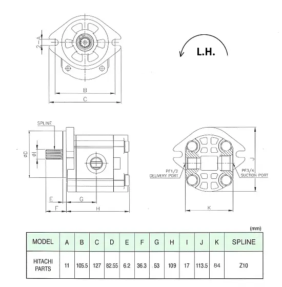 Шестерённый насос T10 (левый) (HITACHI ZX470-5)
