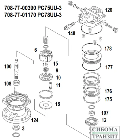 708-7T-00390 SWING MOTOR