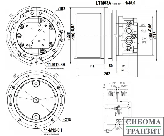 LTM03A редуктор хода миниэкскаватора (2.8-3.5T)