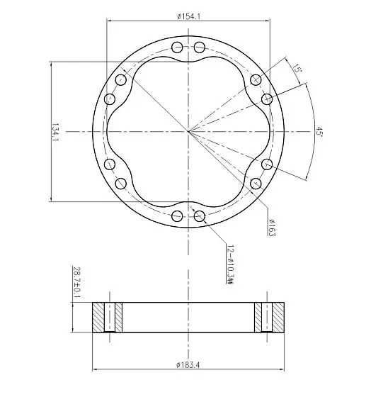 Статор (1) D154,1 (12 отверстий)