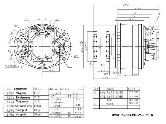 HMSE02-2-113-M02-2AC0-Y9FM гидромотор