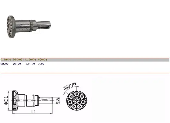Ведущий вал P (шпонка) d25 L137 (под стопорное кольцо)