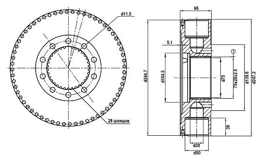 Роторная группа (E) d50 T28 (не стандарт)