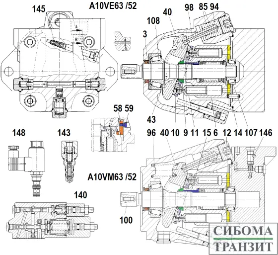 A10VM(E)63 /52 запчасти