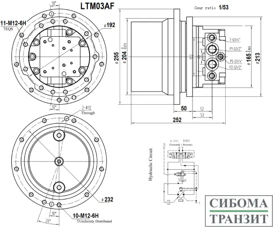 LTM03AF редуктор хода миниэкскаватора (2.8-3.5T)