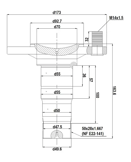 Ведущий вал wheel d173 (1220) с болтами