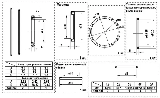 Комплект уплотнений (one speed) тип 1