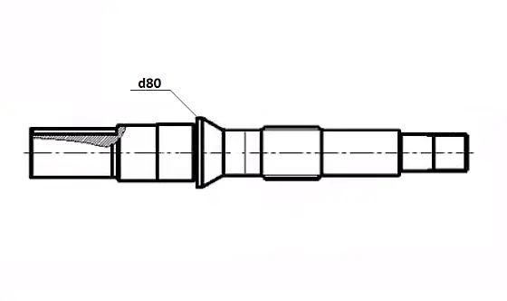 Ведущий вал P шпонка d70; L469,6; габаритная ширина d80