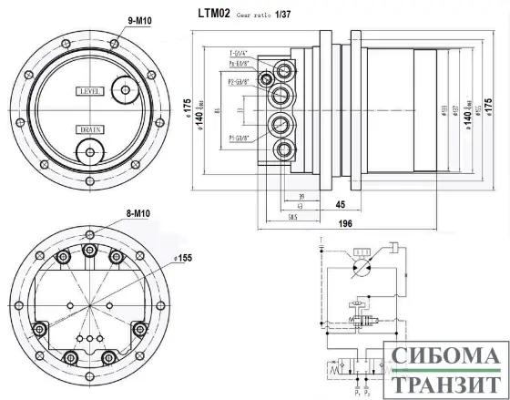 LTM02 редуктор хода миниэкскаватора (1~1.8T)