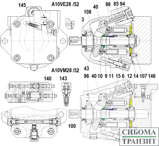 A10VM(E)28 /52 запчасти