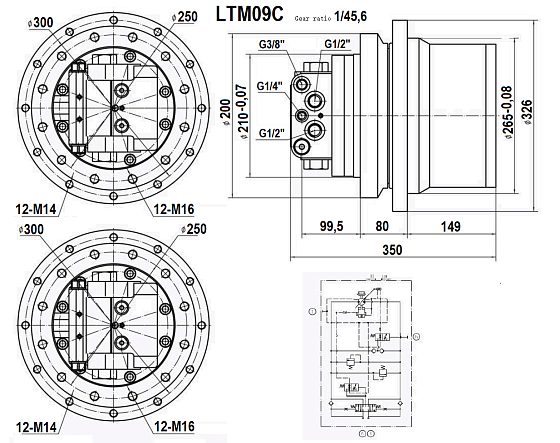 Гидромотор хода LTM09C
