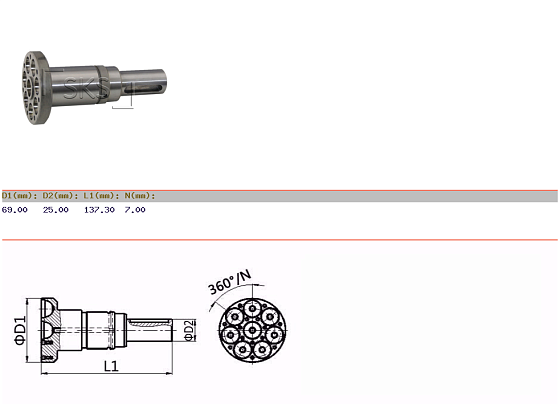 Ведущий вал P (шпонка) d25 L137 (под стопорное кольцо)