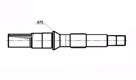 Ведущий вал P шпонка d70; L469,6; габаритная ширина d75